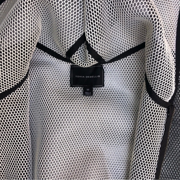 Tonia Debellis silver grey net jacket Designer Longsleeve Mesh Hooded Zip - Picture 11 of 14